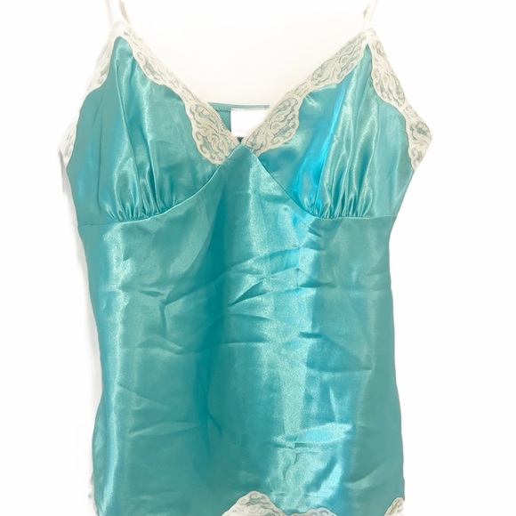 Xhilaration Blue Chemise with White Lace Trim - Picture 2 of 5